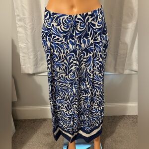 Pretty Jules & Leopold size L blue white print button up midi skirt new